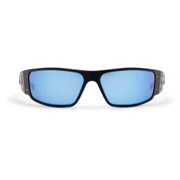 Gatorz Eyewear, Magnum Model, Aluminum Frame Sunglasses - Black/Smoked Polarized Lens w/Blue Mirror ...