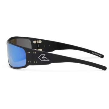 Gatorz Eyewear, Magnum Model, Aluminum Frame Sunglasses - Black/Smoked Polarized Lens w/Blue Mirror Polarized Lens