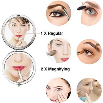 Pack of 10 Compact Pocket Makeup Mirrors Set Include 1 Bride Mirror 1 Maid of Honor Mirror And 8 Bri...