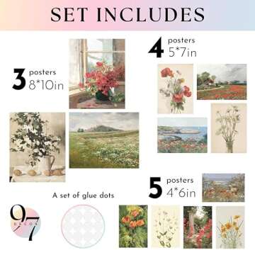 97 Decor Floral Wall Art - Vintage Floral Prints for Wall Decor, Flower Poster for Room Aesthetic Vi...