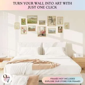 97 Decor Floral Wall Art - Vintage Floral Prints for Wall Decor, Flower Poster for Room Aesthetic Vintage Prints, French Garden Painting Spring Landscape Botanical Art Wildflower Decor (8x10 Unframed)