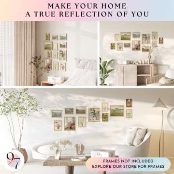 97 Decor Floral Wall Art - Vintage Floral Prints for Wall Decor, Flower Poster for Room Aesthetic Vintage Prints, French Garden Painting Spring Landscape Botanical Art Wildflower Decor (8x10 Unframed)