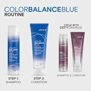 Joico Color Balance Blue Conditioner | For Lightened Brown Hair | Eliminate Brassy Orange Tones | Boost Color Vibrancy & Shine | UV Protection | With Rosehip Oil & Green Tea Extract | 8.5 Fl Oz
