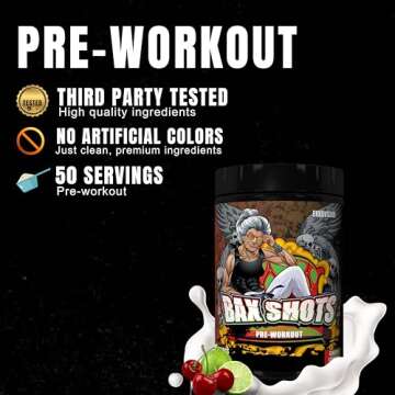 Ekko BAX Shots Pre Workout Powder, Tingle Cherry Limeade Flavor, Energy & Focus Blend with L Citrull...