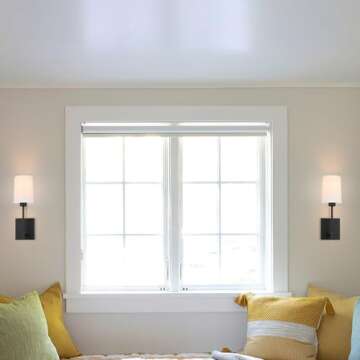 XiNBEi Lighting Bedroom Wall Lamp, Modern 1 Light Black Wall Mounted Sconce Light with Fabric Shade for Bedside & Living Room XB-W1215-1-MB