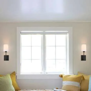 XiNBEi Lighting Bedroom Wall Lamp, Modern 1 Light Black Wall Mounted Sconce Light with Fabric Shade for Bedside & Living Room XB-W1215-1-MB