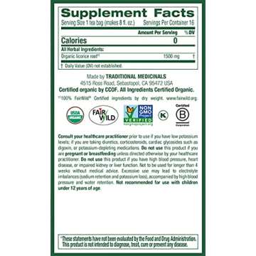 Traditional Medicinals Organic Licorice Root Herbal Tea, 16 Count