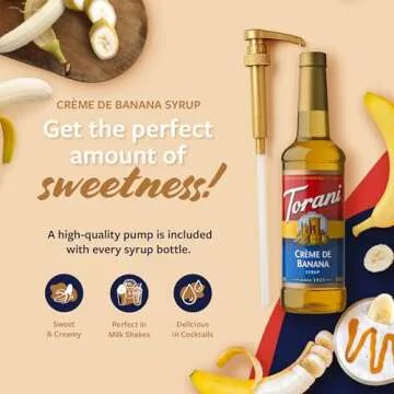 Torani Crème de Banana Syrup for Drinks & Desserts, Pump Included, 25.4 Fl Oz