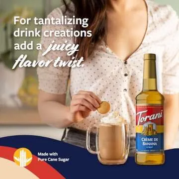 Torani Crème de Banana Syrup for Drinks & Desserts, Pump Included, 25.4 Fl Oz