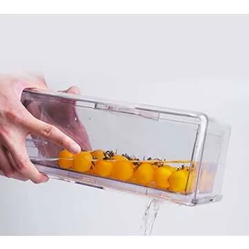 GREENTEC Fridge Organizer，Stackable Storage Container, Refrigerator Drawer, Pull Out Organization Bin for Kitchen, Closet, Sliding Freezer Organizer, Medium