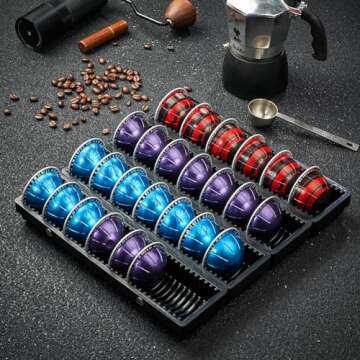 MAULEHUA Coffee Pod Drawer Organizer for Nespresso Vertuo Capsule,Coffee Capsule Storage Tray,Magnetic Connect Black-4Pack