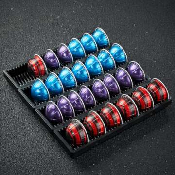 MAULEHUA Coffee Pod Drawer Organizer for Nespresso Vertuo Capsule,Coffee Capsule Storage Tray,Magnetic Connect Black-4Pack