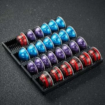 MAULEHUA Coffee Pod Drawer Organizer for Nespresso Vertuo Capsule,Coffee Capsule Storage Tray,Magnetic Connect Black-4Pack