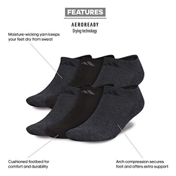 Adidas Men's Cushioned No Show Socks - 6 Pairs