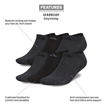 Adidas Men's Cushioned No Show Socks - 6 Pairs