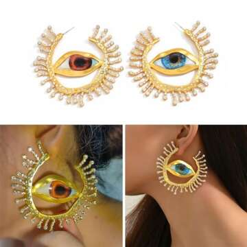 HEYXI Unique Alien Pupil Ear Drop Earrings - Exaggerated Hoop Style for Edgy Fashion