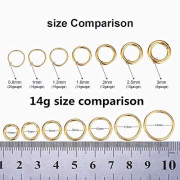 ORANGELOVE Hypoallergenic Nose Rings 20G 18G 16G 14G 316l Surgical Steel Piercing Jewelry Hinged Segment Ring Body Piercing Nose Hoop Lip Rings Nose Helix Cartilage Rook Earrings