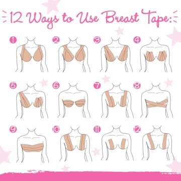 Hollywood Fashion Secrets Body Contour Tape, Dark, Skin-Safe Breast Lift & Shaping, Adhesive Cloth Strips, 197" Long Roll