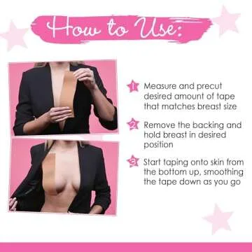 Hollywood Fashion Secrets Body Contour Tape, Dark, Skin-Safe Breast Lift & Shaping, Adhesive Cloth Strips, 197" Long Roll