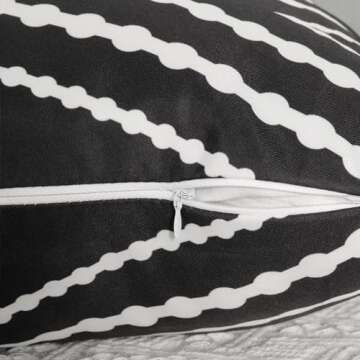 Adabana Outdoor Waterproof Throw Pillow Covers Set of 2 Boho Geometric Pillows Cover for Patio Garden 18 x 18 Inch Black and White