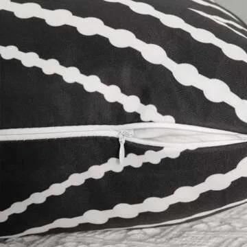 Adabana Outdoor Waterproof Throw Pillow Covers Set of 2 Boho Geometric Pillows Cover for Patio Garden 18 x 18 Inch Black and White