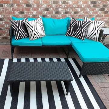 Adabana Outdoor Waterproof Throw Pillow Covers Set of 2 Boho Geometric Pillows Cover for Patio Garden 18 x 18 Inch Black and White