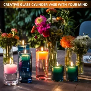 48 Pack Stylish Thick Glass Cylinder Vases for Decor