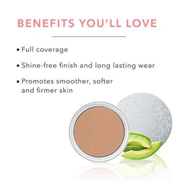 100% PURE Cream Foundation Concealer Face Makeup Medium to Full Matte Coverage, Rich Hydrating Dry Skin Balance, Vegan Fruit Pigmented Golden Peach Color (Medium Tan with Neutral Undertones) - 0.32 oz