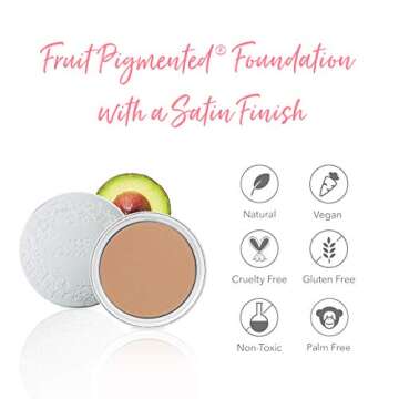 100% PURE Cream Foundation Concealer Face Makeup Medium to Full Matte Coverage, Rich Hydrating Dry Skin Balance, Vegan Fruit Pigmented Golden Peach Color (Medium Tan with Neutral Undertones) - 0.32 oz