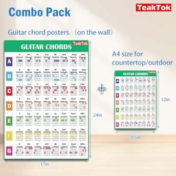 Teaktok Guitar Chord Chart Poster For Beginner And Portable A4 Laminated Chords