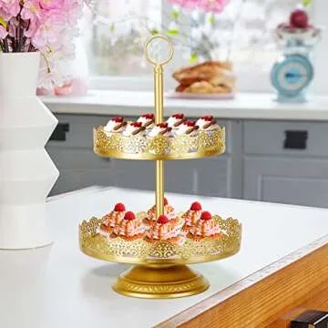 Gold Cake Stand 6 PCS, Dessert Table Display Set, Wedding Cake Stand, Cake Stand for Party, Cake Stands for Dessert Table, Dessert Stands for Dessert Table, Cake Table, Cake Base (6, Gold)