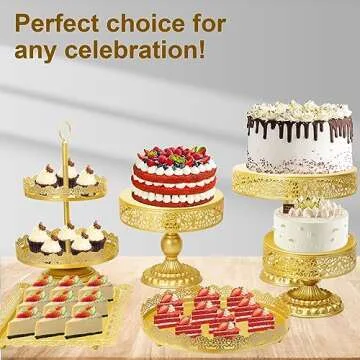 Gold Cake Stand 6 PCS, Dessert Table Display Set, Wedding Cake Stand, Cake Stand for Party, Cake Stands for Dessert Table, Dessert Stands for Dessert Table, Cake Table, Cake Base (6, Gold)