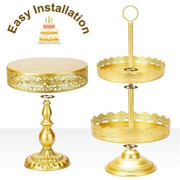 Gold Cake Stand 6 PCS, Dessert Table Display Set, Wedding Cake Stand, Cake Stand for Party, Cake Stands for Dessert Table, Dessert Stands for Dessert Table, Cake Table, Cake Base (6, Gold)