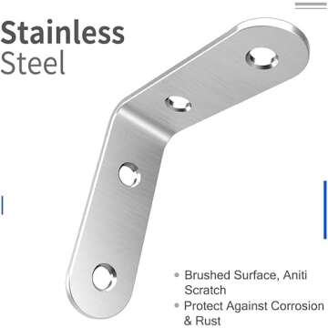 LuckIn 40 Pack Corner Brace 2" x 2", Heavy Duty L Brackets for Shelves and Wood, Stainless Steel Right Angle Bracket with Screws, 50mm x 50mm