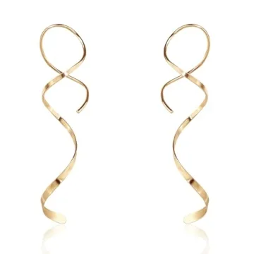 Trendy 14K Gold Spiral Threader Earrings for Women