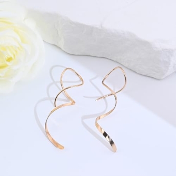 Gold Spiral Threader Earrings for Women
