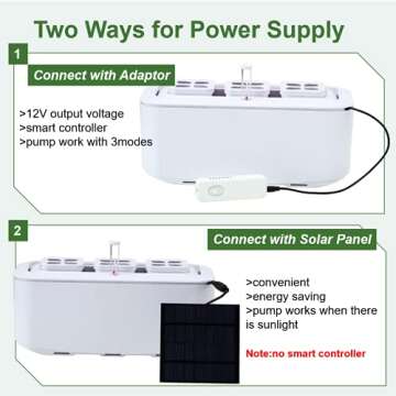 Solar Power Hydroponics Growing System,Big Hydroponic Gardening System with Smart Controller, Auto Remind Self-Watering Planter with 60" Climbing Trellis for Cucumber Tomato Basil Pepper(3 Modes,3IN1)