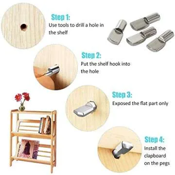 7mm Shelf Support Pegs Pins Spoon Shape Cabinet Furniture Shelve Support, Nickel Plated 30 Pieces.