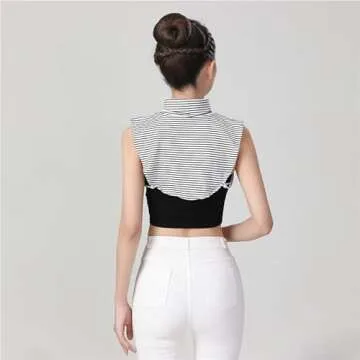 BESTHAVE 4-Pack Turtleneck Dickey - Comfortable Fit, High Neck, Versatile for All Seasons (4-Pack solid+Striped)