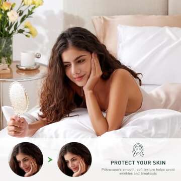 Love's cabin Satin Pillowcase for Hair and Skin (Bleaching White, 20x30 inches) Similar to Silk Pillow Cases, Pillow Cases Queen Size Set of 2 - Satin Cooling Pillow Covers with Envelope Closure