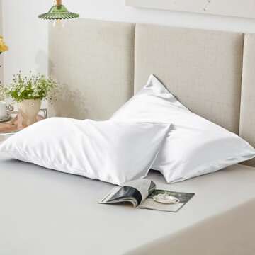 Love's cabin Satin Pillowcase for Hair and Skin (Bleaching White, 20x30 inches) Similar to Silk Pillow Cases, Pillow Cases Queen Size Set of 2 - Satin Cooling Pillow Covers with Envelope Closure