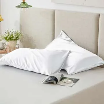 Love's cabin Satin Pillowcase for Hair and Skin (Bleaching White, 20x30 inches) Similar to Silk Pillow Cases, Pillow Cases Queen Size Set of 2 - Satin Cooling Pillow Covers with Envelope Closure