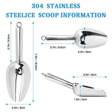 Metal Ice Scoop 2.4 Ounces, Popcorn Scoop, Dog Food Scoop, Small Stainless Steel Ice scooper for Ice Maker Ice Bucket Kitchen Freezer Bar Party Wedding, Heavy Duty, Dishwasher Safe (1Pack, Silver)