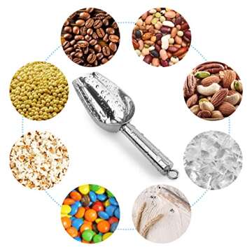 Metal Ice Scoop 2.4 Ounces, Popcorn Scoop, Dog Food Scoop, Small Stainless Steel Ice scooper for Ice Maker Ice Bucket Kitchen Freezer Bar Party Wedding, Heavy Duty, Dishwasher Safe (1Pack, Silver)