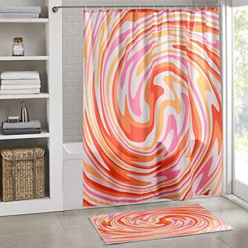 YoKii Vintage Abstract Art Throw Rugs Faux Wool Shag Plush Hippie Aesthetic Bathroom Non-Slip Trippy Spiral Retro Geometric Small Area Rug for Kitchen Entryway Indoor Doormat (2x3, Orange)