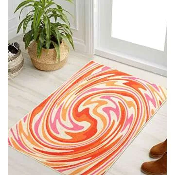 YoKii Vintage Abstract Throw Rug - Soft & Non-Slip