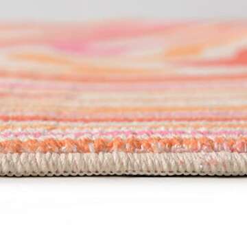 YoKii Vintage Abstract Art Throw Rugs Faux Wool Shag Plush Hippie Aesthetic Bathroom Non-Slip Trippy Spiral Retro Geometric Small Area Rug for Kitchen Entryway Indoor Doormat (2x3, Orange)