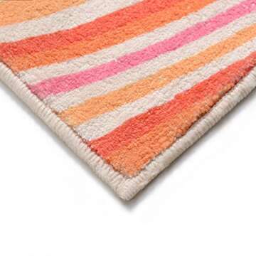 YoKii Vintage Abstract Art Throw Rugs Faux Wool Shag Plush Hippie Aesthetic Bathroom Non-Slip Trippy Spiral Retro Geometric Small Area Rug for Kitchen Entryway Indoor Doormat (2x3, Orange)
