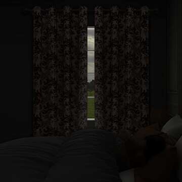 Easy-Going Floral Printed Blackout Curtain 108 Inch Length Grommet Thermal Insulated Room Darkening Window Curtain for Bedroom, Living Room, Kids Room (Set of 2 Panels, Beige)