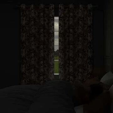 Easy-Going Floral Printed Blackout Curtain 108 Inch Length Grommet Thermal Insulated Room Darkening Window Curtain for Bedroom, Living Room, Kids Room (Set of 2 Panels, Beige)